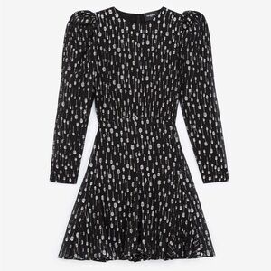 THE KOOPLES Graphic-print crepe mini dress Black & Silver